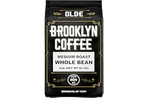 OLDE BROOKLYN COFFEE BROOKLYN COFFEE Whole Bean, Classic Medium Roast (5lb) Balanced, Smooth, Mellow - Fresh Bulk Coffee Beans Roasted Weekly in NYC