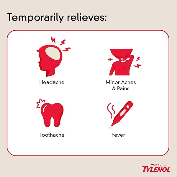 CHILDREN’S TYLENOL LIQUID PAIN RELIEF & FEVER MEDICINE, ORAL SUSPENSION, DYE-FREE, ACETAMINOPHEN, NO ASPIRIN, NO IBUPROFEN, NO HIGH FRUCTOSE CORN SYRUP; CHERRY FLAVOR, 8 FL. OZ.; PACK OF 1
