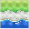 Feleph Classic Blue Baseplate for City Beach Road, Ocean Island Street Water Base Plate 10 x 10 Inches, Pirates Sea Toy Kit for Building Bricks Compatible with All Major Brands (Straight 1PC)