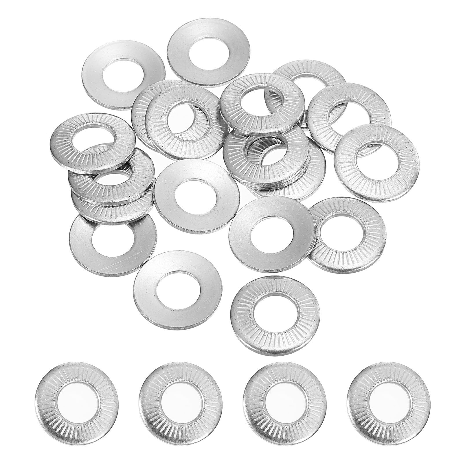 PATIKIL 304 Stainless Steel Flat Washers, 50 Pack M10x22mm Belleville Spring Disc Washer Conical Knurled Metric Gasket for Automotive Industrial Construction