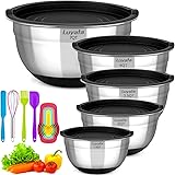 Mixing Bowls With Airtight Lids, 15PCS Stainless Steel Nesting Mixing Bowl Set - 1.5/ 2 /2.5 /4 / 7 Quart With Non-Slip Silic
