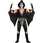 KISS Adult Demon Costume for Men, 70's Rockstar Performer Halloween Outfit, Glam Rock Attire Party and Dress-up