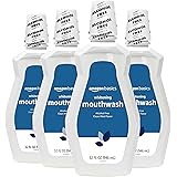 Amazon Basics Whitening Mouthwash, Alcohol Free, Clean Mint, 32 Fluid Ounces, 4-Pack (Previously Solimo)
