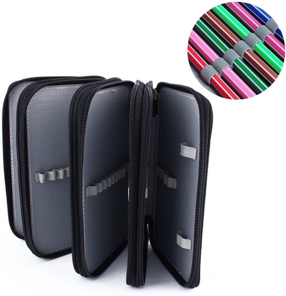 ZJchao 72 Piece Colors Pencil Case Pen Bag Pouch Stationary Case with Large Capacity Oxford Multi-layer Pencil Organizer (Black) - Image 4