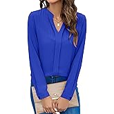 Blooming Jelly Women's Dressy Casual Blouses Business Long Sleeve Shirts V Neck Work Tops Fall Fashion Outfits