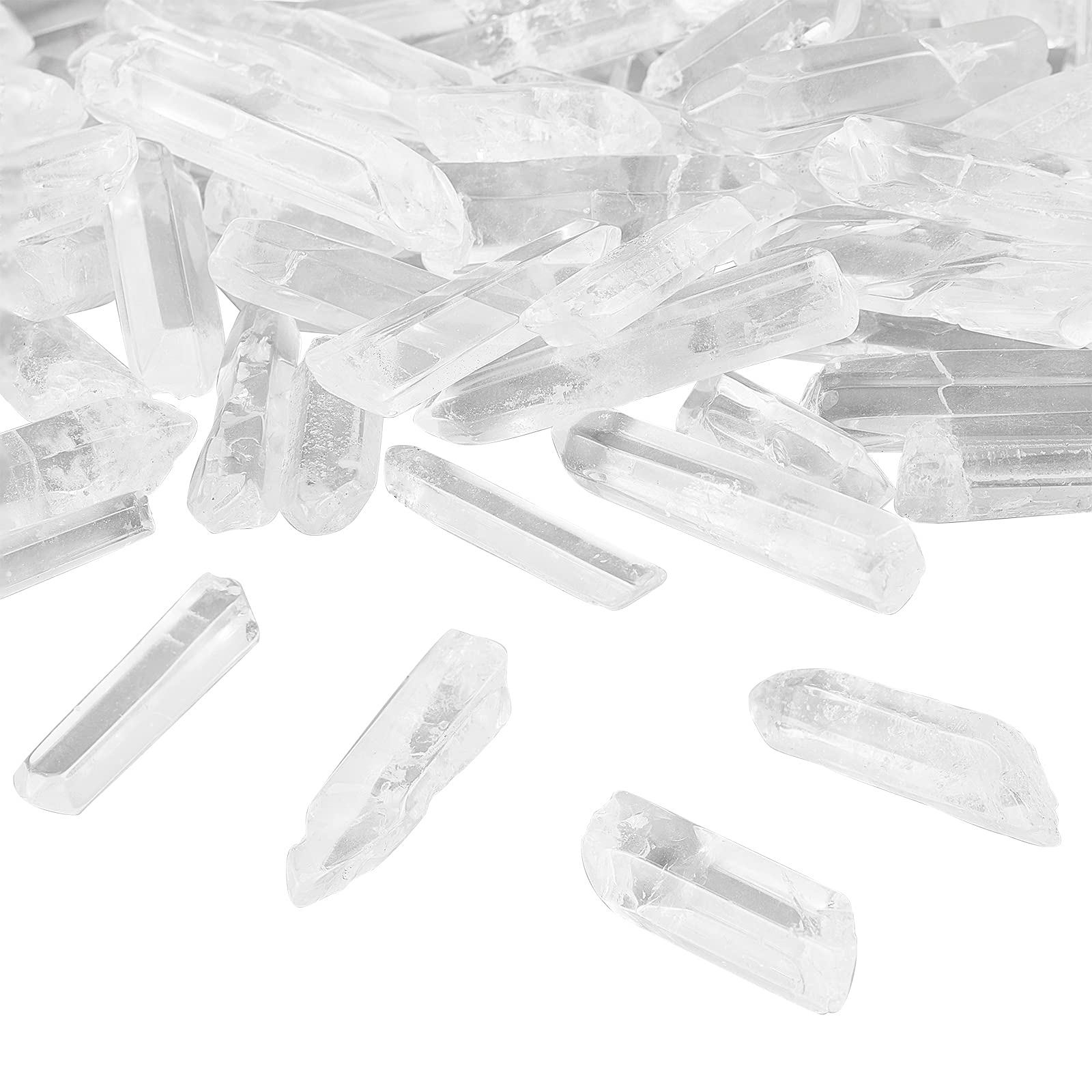 OLYCRAFT 35pcs Quartz Crystal Beads Natural Quartzs Crystals Bulk Natural Polished Tumbled Clear Quartzs Crystal Points Shards for Jewelry Making Quartz Crystals Sticks Spikes