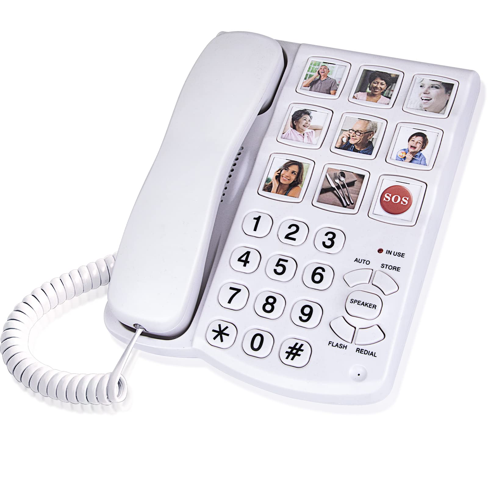 Photo 1 of Sangyn Big Button Phones for Seniors, Landline Phone for Elderly with Picture Replaceable Extra Loud Ringer Corded Telephone for Hearing Impaired Visually Impaired Elder Emergency House Phones