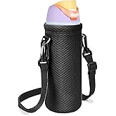 Linkidea Water Bottle Carrier with Strap Compatible with Owala FreeSip 32oz, Twist 32oz Water Bottle, Neoprene Waterbottle Sling Bag Holder, Shoulder Strap, Black