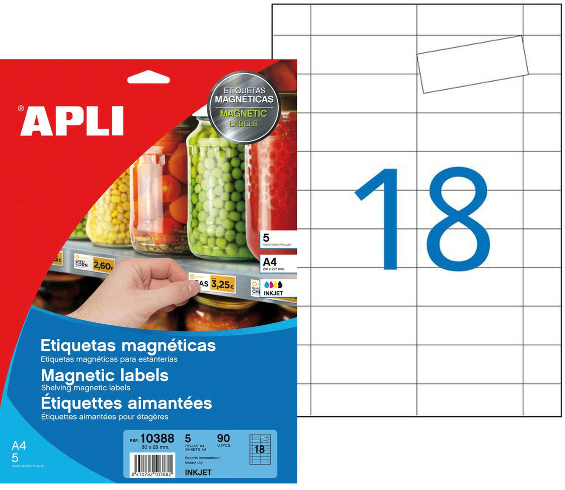 Apli Magnetic Labels 80 x 28 cm per 90 Labels