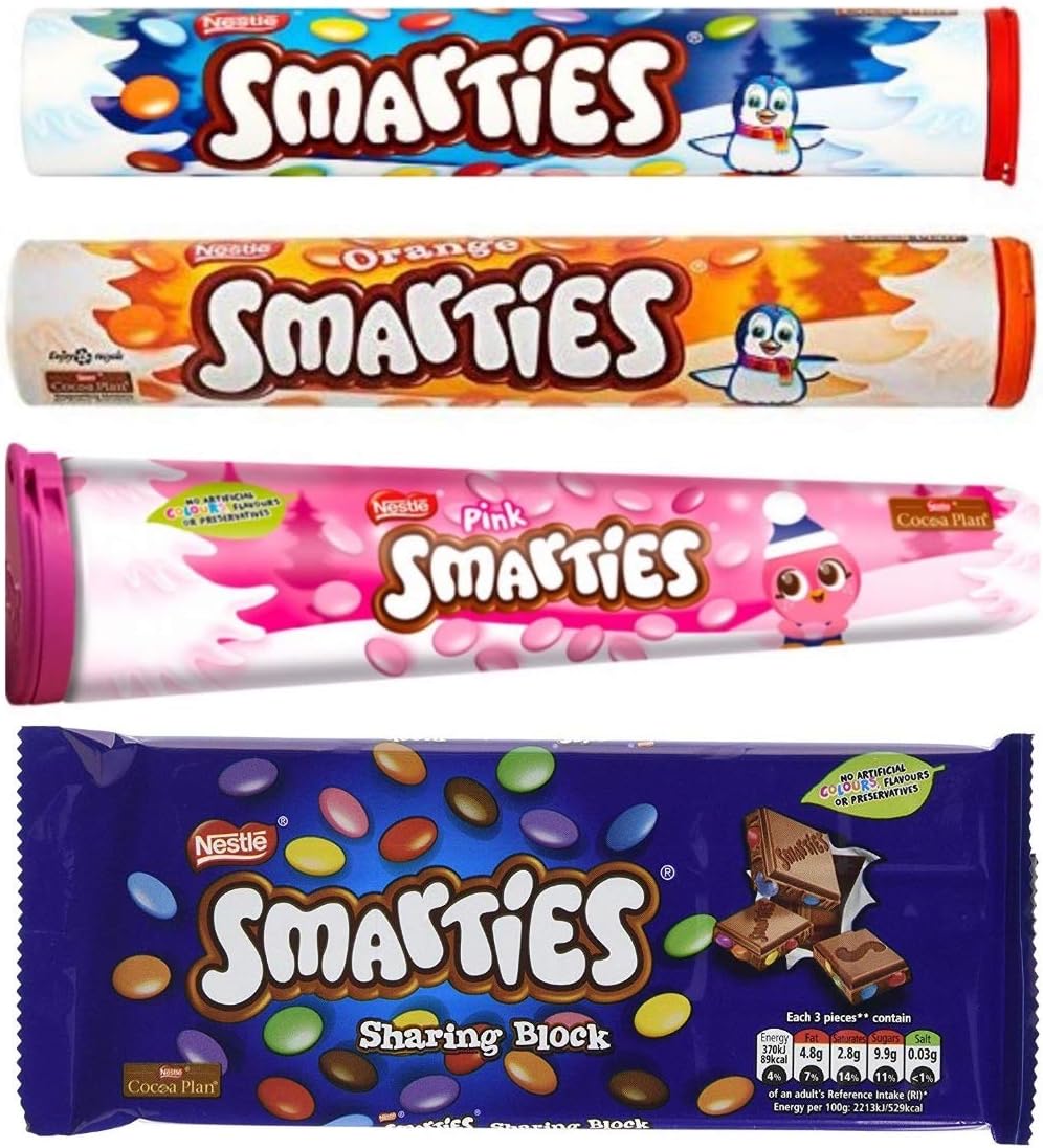 Smarties Party Bundle 3 x 130g Large Tubes + Sharing Block 100g Sweet