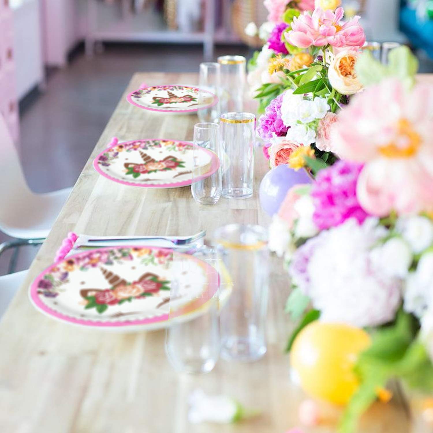 Unicorn Party Supplies Set,Unicorn Cake Plates and Napkins | Magical Unicorn Birthday Party Decorations For Birthday Party Baby Showers,First Birthday Party Decorations,Serves 20 Guests