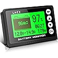 LNEX Portable Battery Monitor with Shunt, 500A Automotive Car Battery Monitor for RV Battery 10V-120V, with High and Low Voltage Programmable Alarm and 26ft Shielded Wire