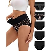 INNERSY Women's Underwear Cotton Soft Underwear High Waisted Breathable Briefs 5 Pack