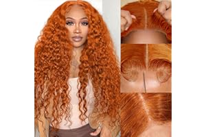 Azkiu Wear and Go Glueless Ginger Orange Wigs Human Hair Pre Plucked Pre Cut 13x4 HD Lace Closure Wigs Human Hair Deep Wave Lace Front Wigs Human Hair20inch