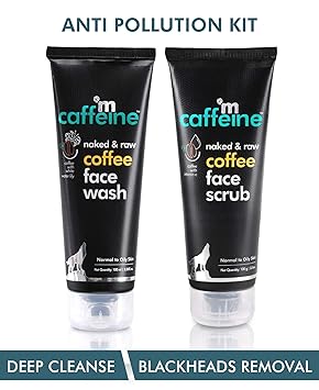 mCaffeine Coffee Anti Pollution Kit | Deep Cleanse, Blackheads Removal | Face Wash (100ml), Face Scrub(100gm) | Oily/Normal Skin | Paraben & SLS Free