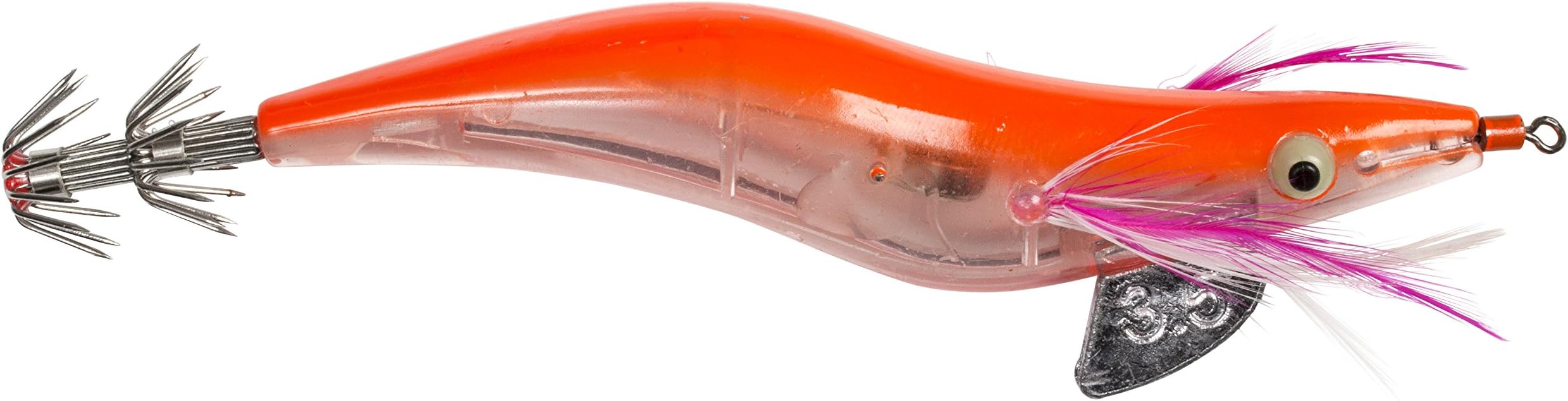 Fladen Fishing - 3.5 Oz Flashing LED Squid Jig With Blinking Lumi Eyes Artificial Imitation Bait Lures - Great For Catching Squid, Cuttlefish And Octopus (Orange) [16-5703]