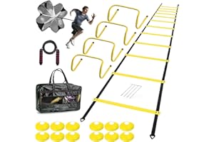 ENDIESS Agility Ladder Speed Agility Training Equipment,1 Agility Ladder 20ft,4 Hurdles,Training Soccer Cones,Jump Rope,Running Parachute, Agility Training Equipment for Kids Youth Adul