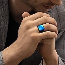 U7 Men's Ring Fashion Black Metal Plated Stainless