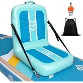 ziziella Inflatable Kayak Seat with Back Support &amp; Mesh Storage Bag, Adjustable Paddle Board Cushion Chair for Adults, Portable Blow Up Seats for SUP Raft Canoe Fishing Boat