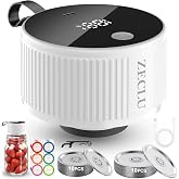 ZECLU Mason Jar Vacuum Sealer Kit for Wide and Regular Mouth Mason Jars | Portable Cordless Electric Jar Sealer with Automatic One-Touch for Canning &amp; Food Storage (White)