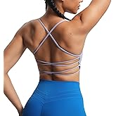 Aoxjox Women's Workout Sports Bras Fitness Julie Crossback Thin Straps Low Impact Bra Yoga Crop Tank