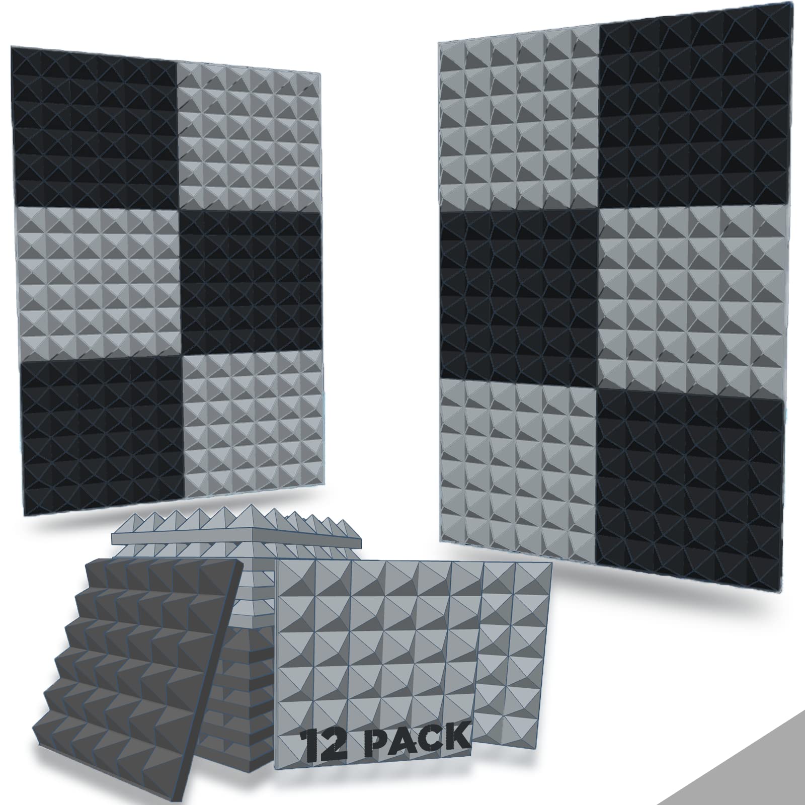 Acoustic Foam Panels, Self-adhesive Sound Proof Foam Panels Pyramid Acoustic Panels Fast Expand
