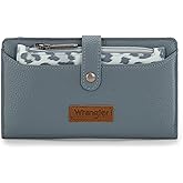 Montana West X Wrangler Women's Wallet Leopard Print Bifold Wallets, Card Cases & Money Organizers Ladies Female Credit Card Cash Wallets Western RFID Clutch Wallet with Double Coin Purses