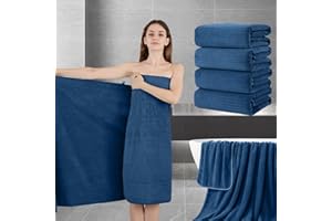 JESSY HOME Extra Large Bath Sheet Set of 4,Ultra Soft Fluffy Towel,35”x 70”Oversized Bath Towel Set,Premium Microfiber Bathroom Towel Set Highly Absorbent Quick Dry Shower Towel for Bathroom,Hotel,Spa (Navy)