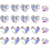 Craftdady 20Pcs Faceted Glass Heart Spacer Beads Transparent Crystal Tiny Love Heart Loose Beads 7x8mm for Jewelry Crafts Making Hole:1mm