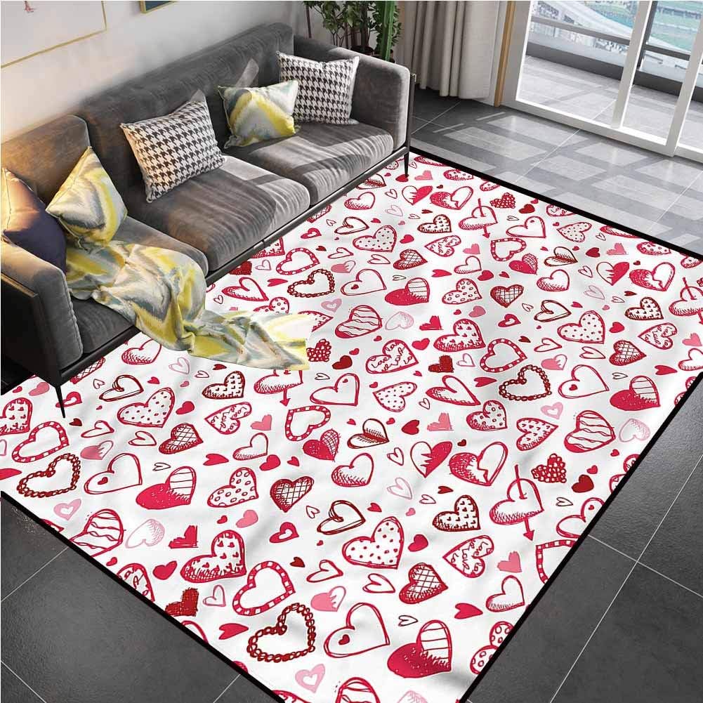 Area Rugs Print Large Carpet Love, Valentine Hearts Arrow