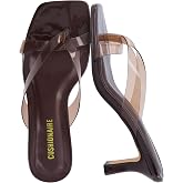 CUSHIONAIRE Shana Heeled Thong Sandals for Women with Square Toe | Memory Foam Padding, Flip Flop Heels, Summer Sandals for Women, Comfortable Heels, Crossover Straps, Open Back