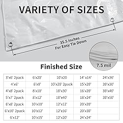 TARPAL 10'x10' White Tarp Waterproof 7.5 mil Medium