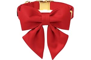 Maca Bates Red Dog Collar with Cute Solid Sailor Bow Tie for Small Girl Boy Dogs,Girly Adjustbale Durable Breakaway Soft Coll