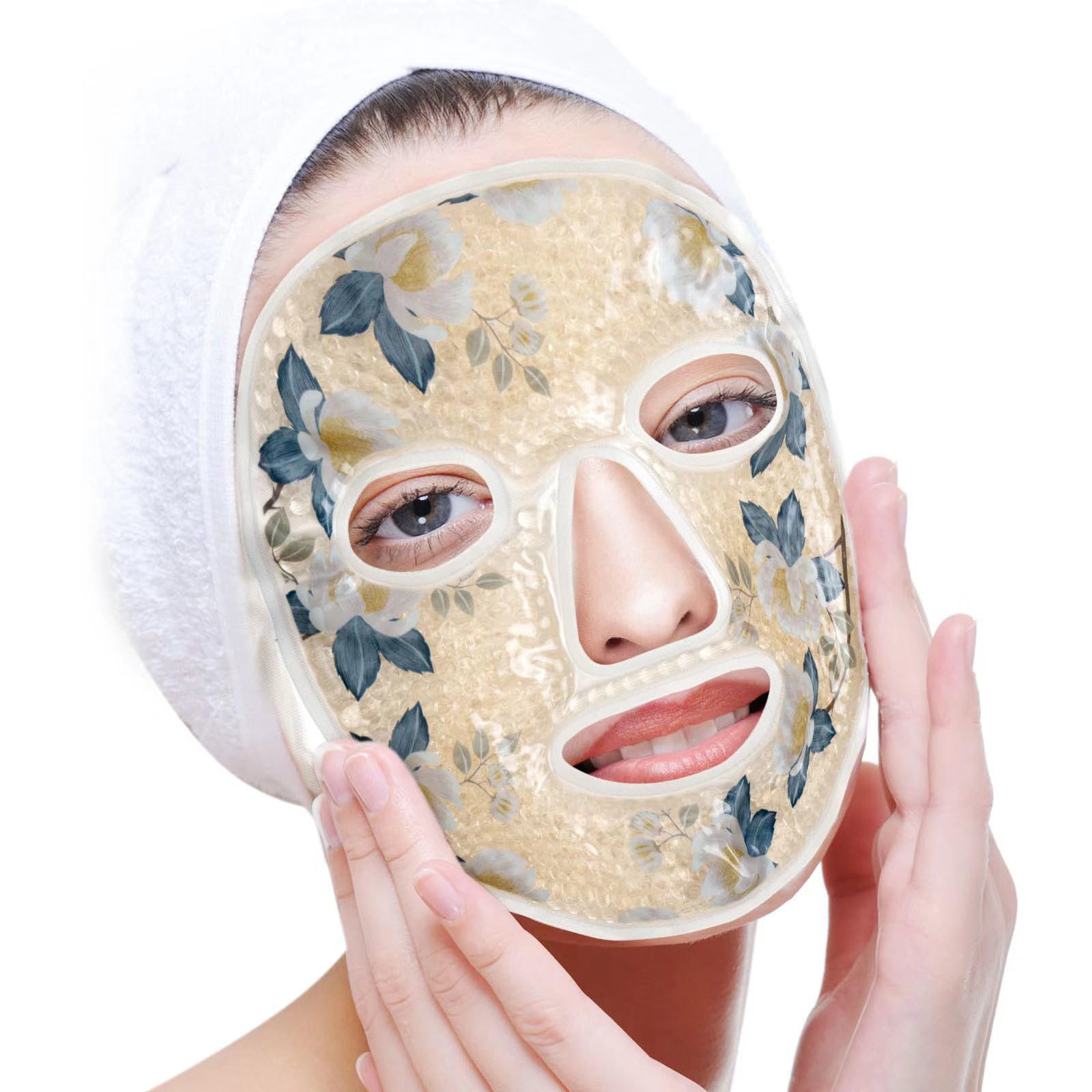Cooling Face Mask lce Face Mask Gel Beads Hot Cold Compress Pack Frozen Face Masks SPA for Sleeping, Pressure, Puffiness, Headaches, Face Relax
