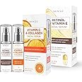 Skin 2.0 Vitamin C & Collagen + Retinol & Vitamin E Facial Serum Set - Dermatologist Tested, Anti-Aging, Dark Spot Remover, Brightening - Cruelty-Free, Clean Beauty, Korean Skincare - 1.69 oz (2-Pack)