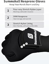 Summshall 5mm Neoprene Gloves Water Resistant Warm Anti-Slip for Men Women view 2