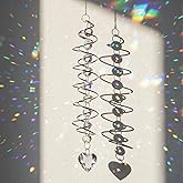 Thyle 1 Pack Sun Catcher Gazing Ball Spiral Tail Hanging Wind Spinner for Outdoor Decoration Heart Pendant Crystal Prism Rainbow Creator for Window Indoor Garden Christmas Decoration Gift(Bright)