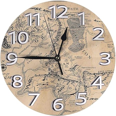 Amazon Co Jp おしゃれな 中つ国ビンテージエリアの現代地図 壁掛け時計 サイレント デザイン時計 モダン 壁飾り 電池式 子供部屋 勉強部屋 玄関 ホーム キッチン