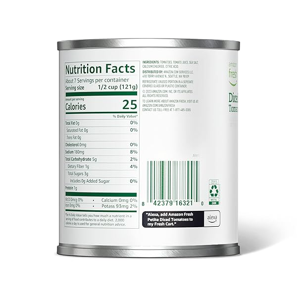 AMAZON FRESH, DICED CANNED TOMATOES IN TOMATO JUICE, 28 OZ (PREVIOUSLY HAPPY BELLY, PACKAGING MAY VARY)