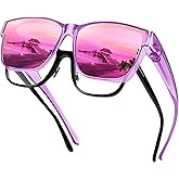 URUMQI Polarized Sunglasses Fit Over Glasses for Men Women, Oversized Square Shades UV400 Protection