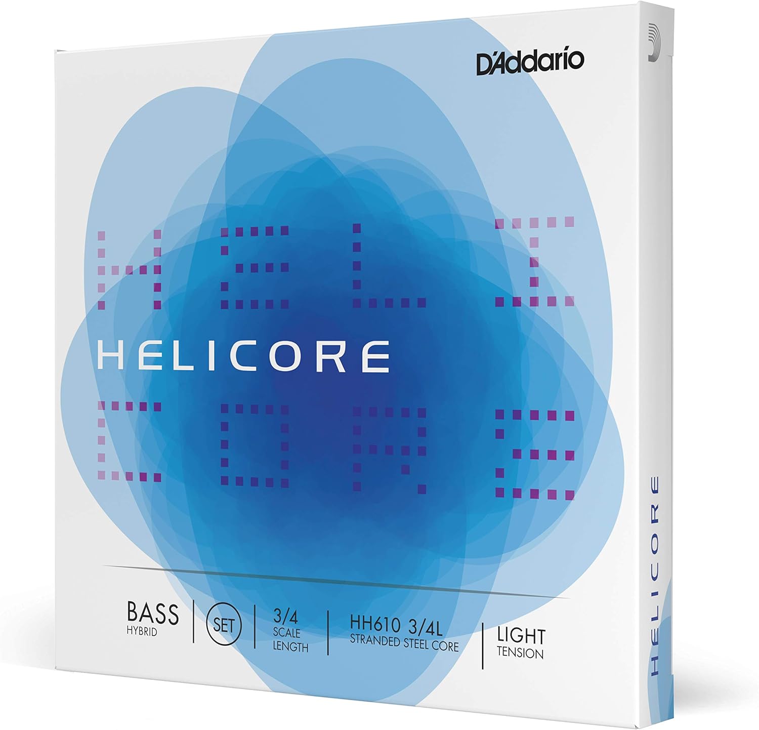 D'Addario Helicore 3/4 Scale Light Tension Hybrid Bass String Set, Grey, Full Set