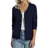 QUALFORT Women's 100% Cotton Lightweight Cardigans Long Sleeve Knitted Button Down Sweater