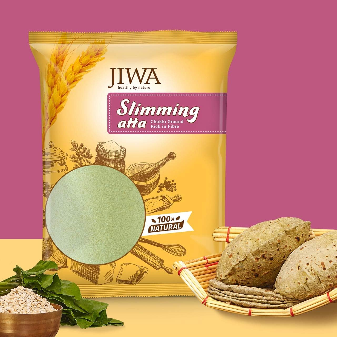 JIWA healthy by nature Slimming Atta, 5kg, 1Kg x 5 Packs (JIWA-SA-0001_5)
