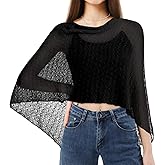 Cutecrop Women Sheer Poncho Shrug Lightweight Women Cape Poncho Shrug Sheer Blouse Top Bolero Shawl for Evening Dress