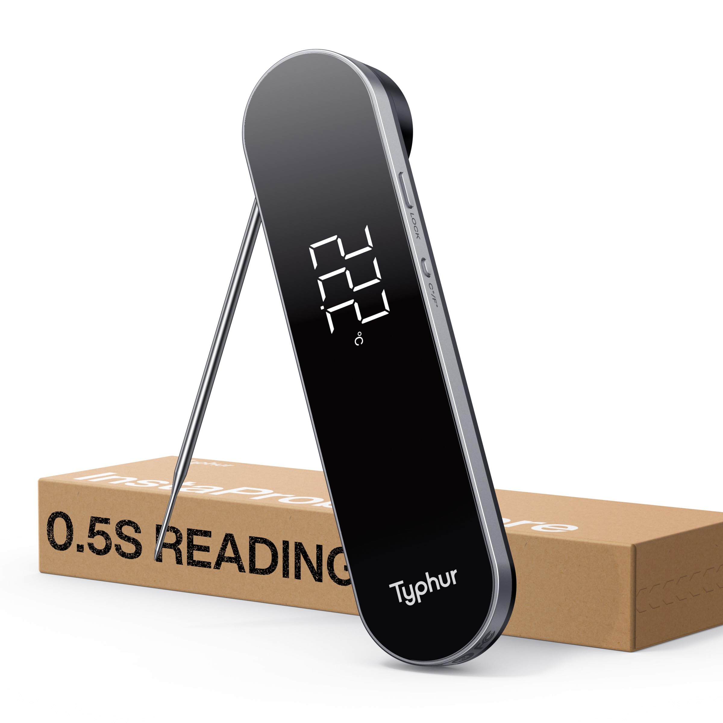 Typhur InstaProbe Core Meat Thermometer Digital - 0.5s Instant Read Cooking Thermometer, NIST Certified ±0.3℃ Accurate, Large LCD Display IP67 Waterproof for Grill BBQ Smoker Candy Liquid Home Kitchen