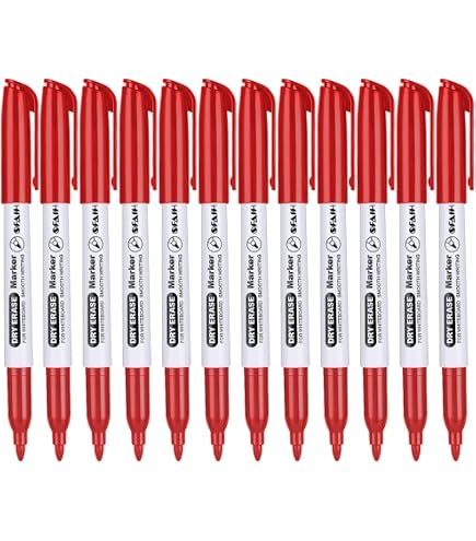 SFAIH Fine Tip Dry Erase Markers - 6 Pack Black Whiteboard Markers, Low Odor, For Classroom, Office & Home