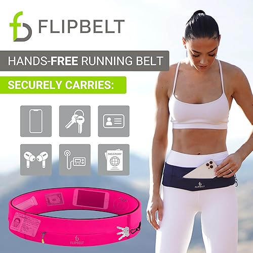 FlipBelt Zipper Running Belt, Waist Pack for Fitness and Running
