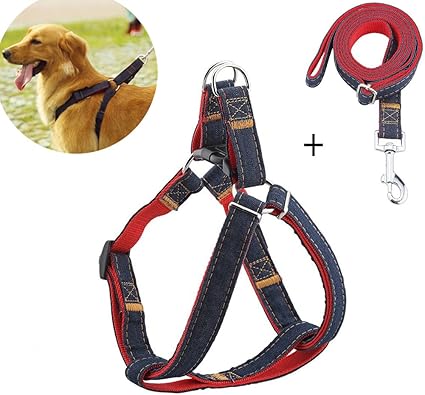 Petbaby Laisse Harnais Réglable Durable Denim Collier De