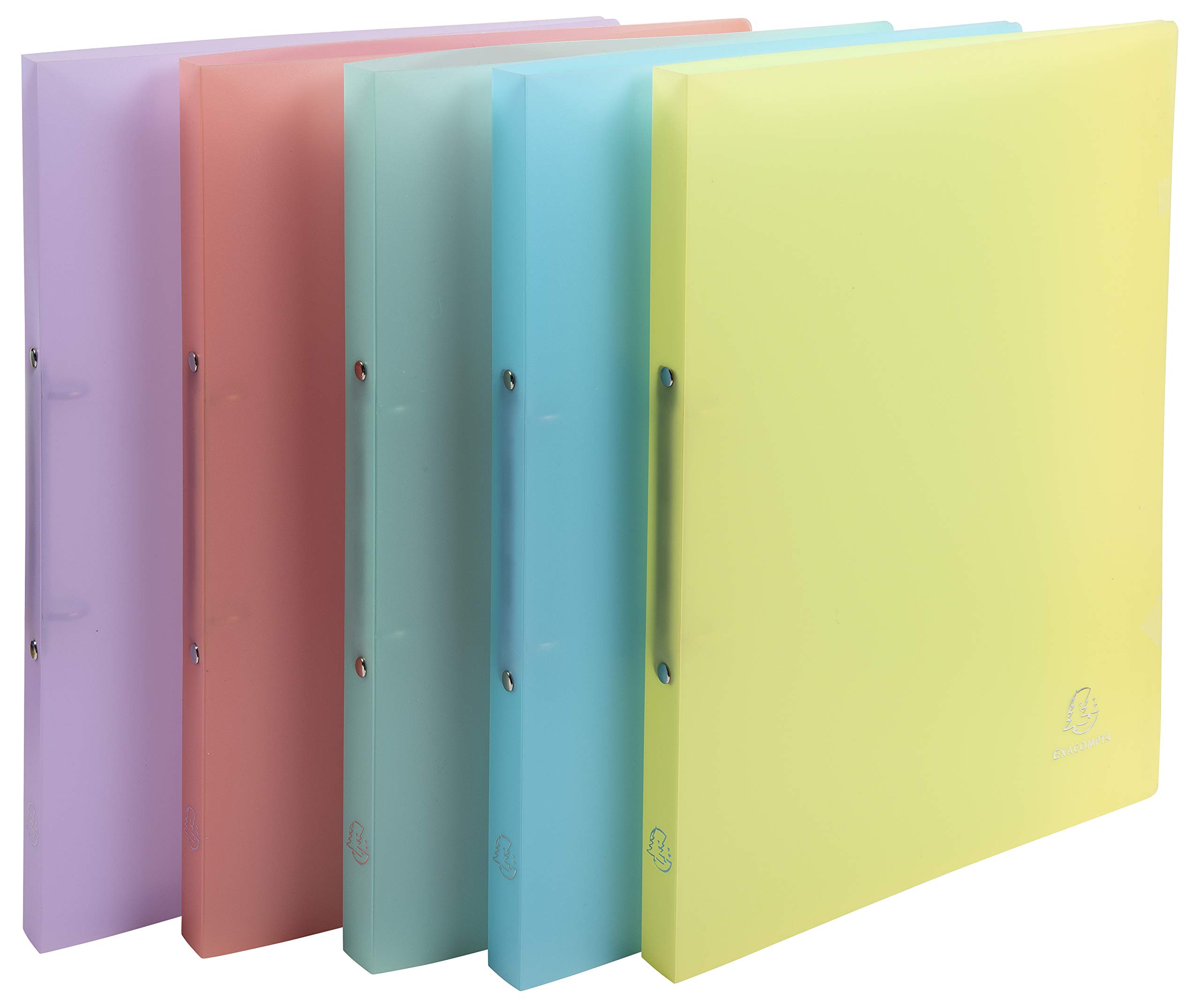 Exacompta - Ref. 54170E - Set of 5 flexible PP Chromaline binders - 2 round rings diameter 15 mm - Spine 20 mm - External dimensions: 32 x 25 cm - A4 file format - 5 assorted colors — image 1
