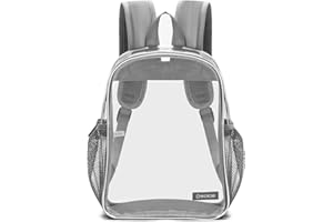 OSOCE Gray Mini Clear Backpack Heavy Duty,Clear Bag Stadium Approved,PVC Transparent Clear Book Bag with Adjustable Shoulder Straps for Security Work Concert Festival Travel